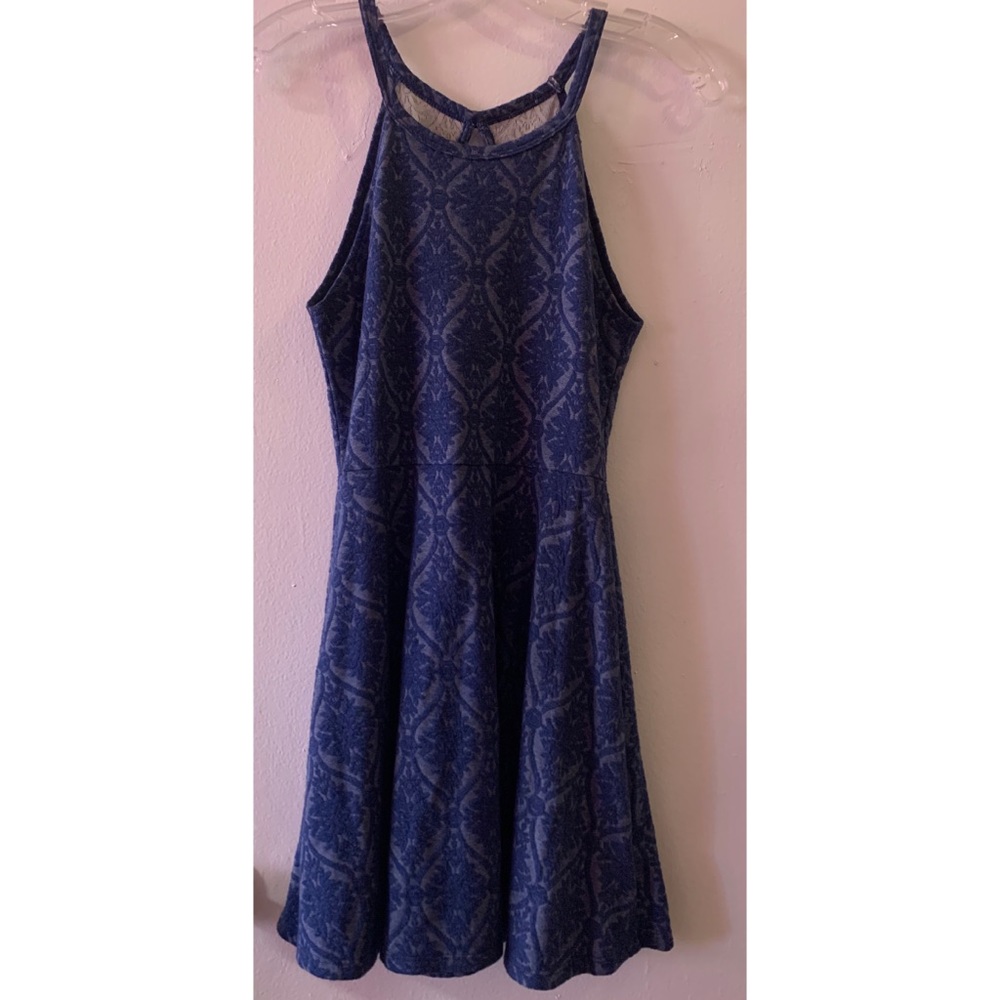 Halter Top Dress With Flared Bottom & Slit On Back